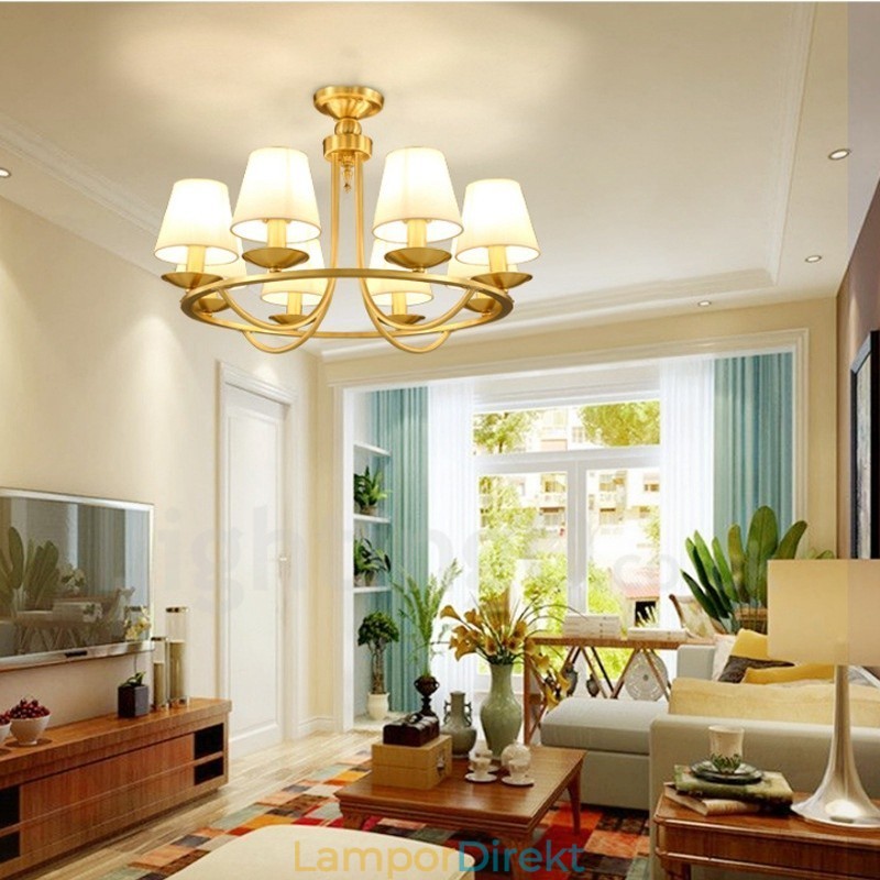 Mässing 8 Ljus Rustik Lodge Integrerad Metall Koppar Ljuskrona