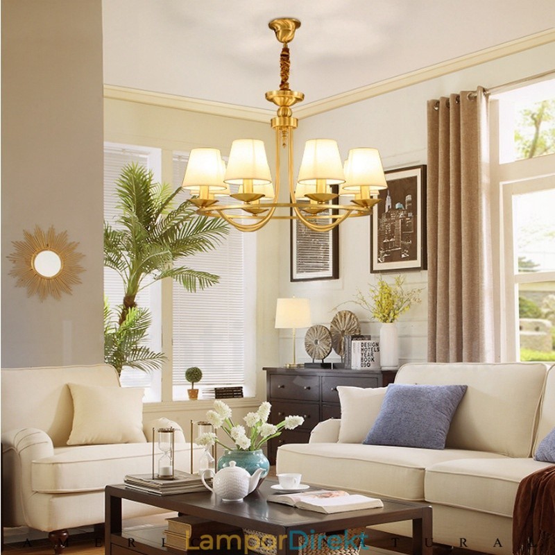 Mässing 8 Ljus Rustik Lodge Integrerad Metall Koppar Ljuskrona