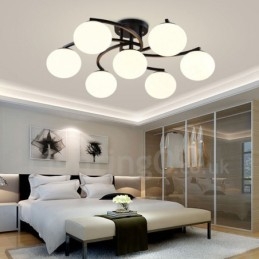 7 Light Rustic Lodge Integrerad Ljuskrona Med Glasskärm