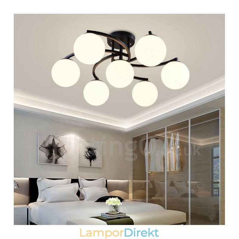 7 Light Rustic Lodge Integrerad Ljuskrona Med Glasskärm