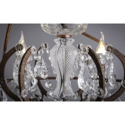 Diameter 60Cm 80Cm Vintage Kristallmålning Metall Ljuskrona Rostig Färg Pendelljus