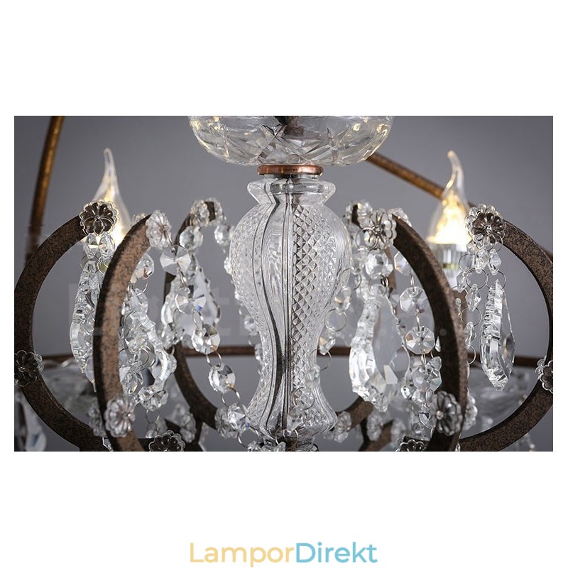 Diameter 60Cm 80Cm Vintage Kristallmålning Metall Ljuskrona Rostig Färg Pendelljus