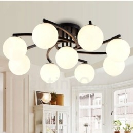 9 Light Rustic Lodge Integrerad Ljuskrona Med Glasskärm