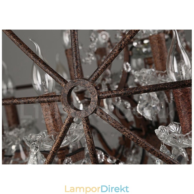 Diameter 60Cm 80Cm Vintage Kristallmålning Metall Ljuskrona Rostig Färg Pendelljus
