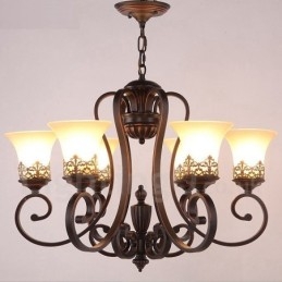 6 Light Rustic Lodge Integrerad Metallkrona