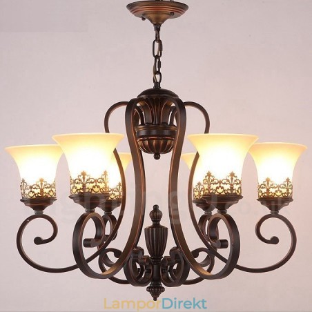 6 Light Rustic Lodge Integrerad Metallkrona 6 Light Rustic Lodge Integrerad Metallkrona