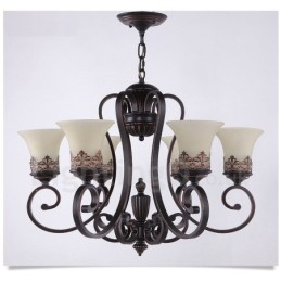 6 Light Rustic Lodge Integrerad Metallkrona