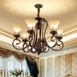 6 Light Rustic Lodge Integrerad Metallkrona