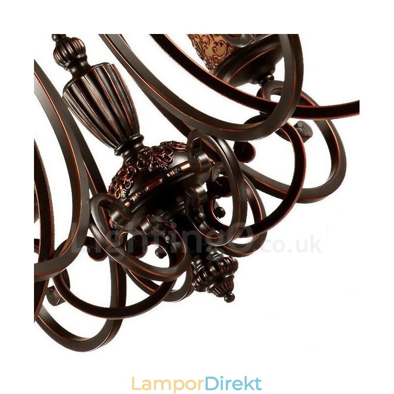 6 Light Rustic Lodge Integrerad Metallkrona