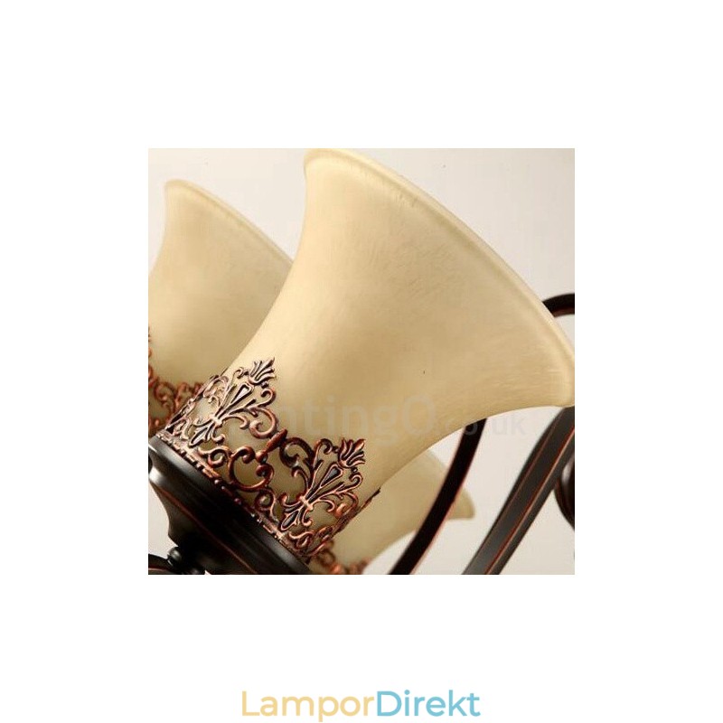 6 Light Rustic Lodge Integrerad Metallkrona