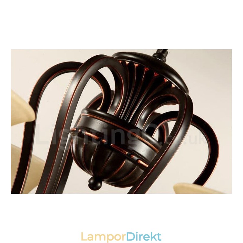 6 Light Rustic Lodge Integrerad Metallkrona