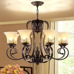 8 Light Rustic Lodge Integrerad Metallkrona