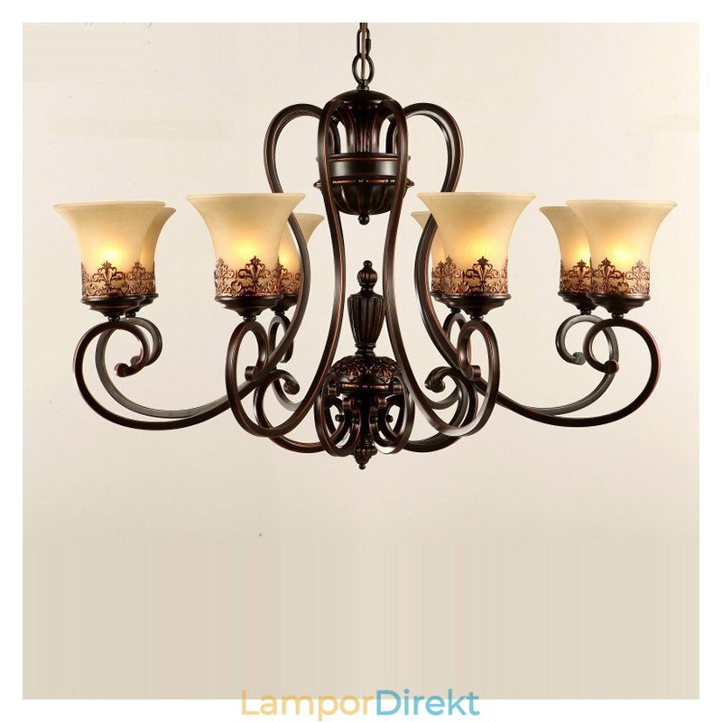 8 Light Rustic Lodge Integrerad Metallkrona