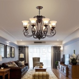 8 Light Rustic Lodge Integrerad Metallkrona