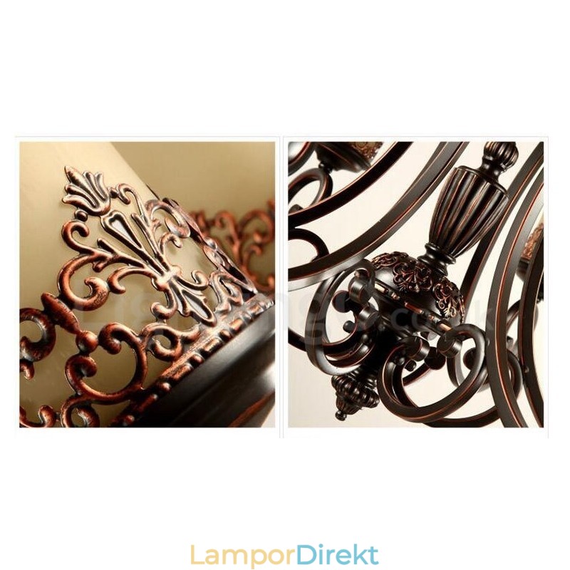 8 Light Rustic Lodge Integrerad Metallkrona