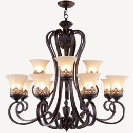 12 Light Rustic Lodge Integrerad Metallkrona