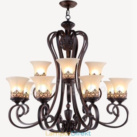 12 Light Rustic Lodge Integrerad Metallkrona 12 Light Rustic Lodge Integrerad Metallkrona
