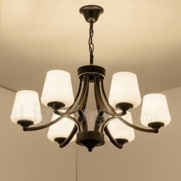 6 Light Rustic Lodge Integrerad Metallkrona