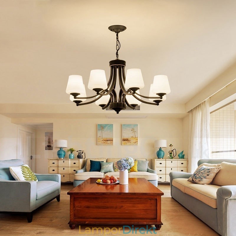 8 Light Rustic Lodge Integrerad Metallkrona