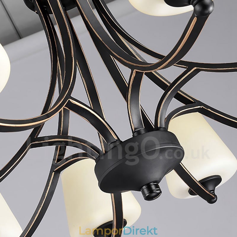 8 Light Rustic Lodge Integrerad Metallkrona