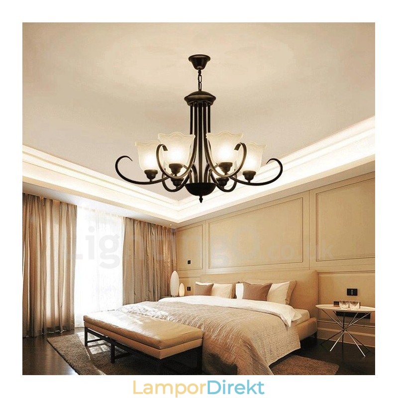 6 Light Rustic Lodge Integrerad Metallkrona