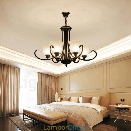 6 Light Rustic Lodge Integrerad Metallkrona 6 Light Rustic Lodge Integrerad Metallkrona