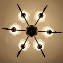 6 Light Rustic Lodge Integrerad Metallkrona