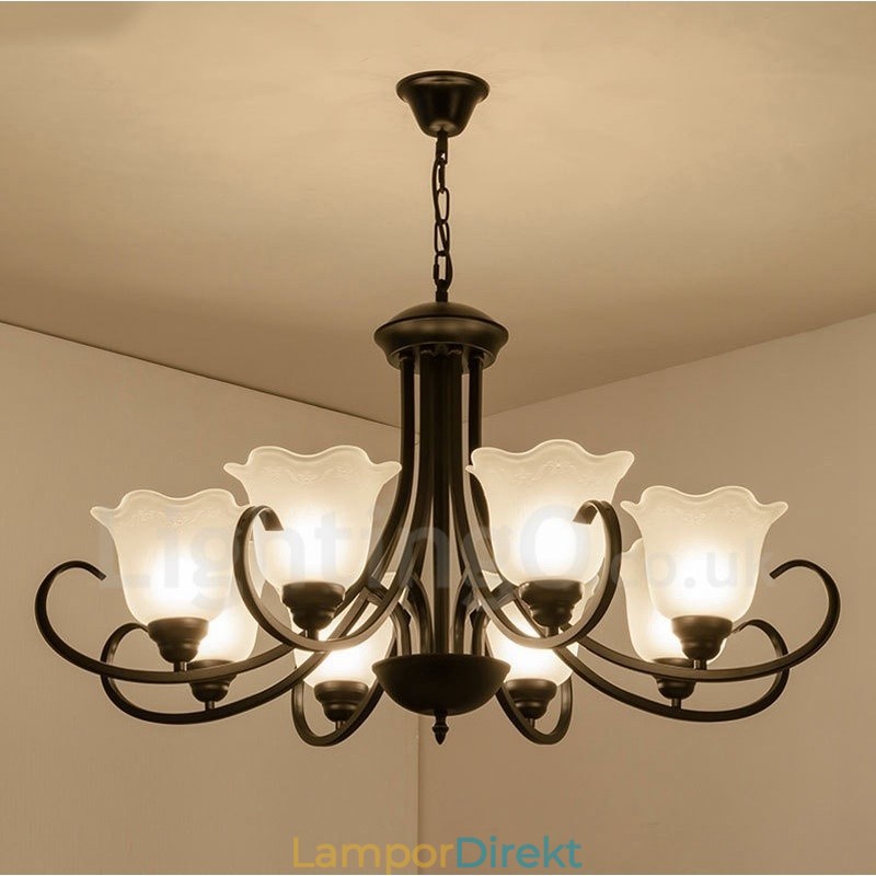 8 Light Rustic Lodge Integrerad Metallkrona