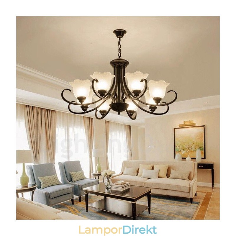 8 Light Rustic Lodge Integrerad Metallkrona