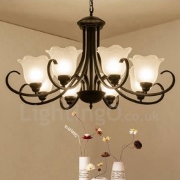 8 Light Rustic Lodge Integrerad Metallkrona