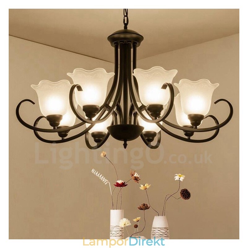 8 Light Rustic Lodge Integrerad Metallkrona