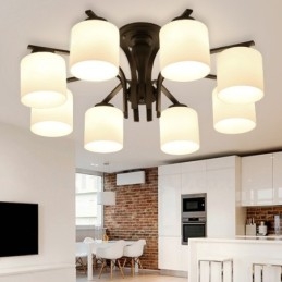 8 Light Country Integrerad Metallkrona Med Glasskärm