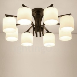 8 Light Country Integrerad Metallkrona Med Glasskärm