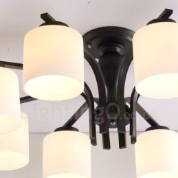 8 Light Country Integrerad Metallkrona Med Glasskärm