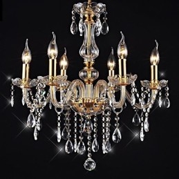 Ljuskrona 6 Lights Golden Vintage I Crystal Feature