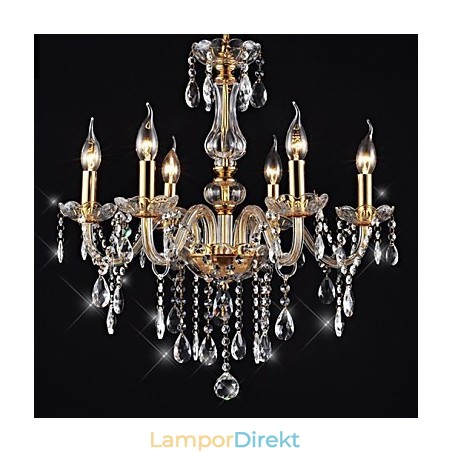Ljuskrona 6 Lights Golden Vintage I Crystal Feature Ljuskrona 6 Lights Golden Vintage I Crystal Feature