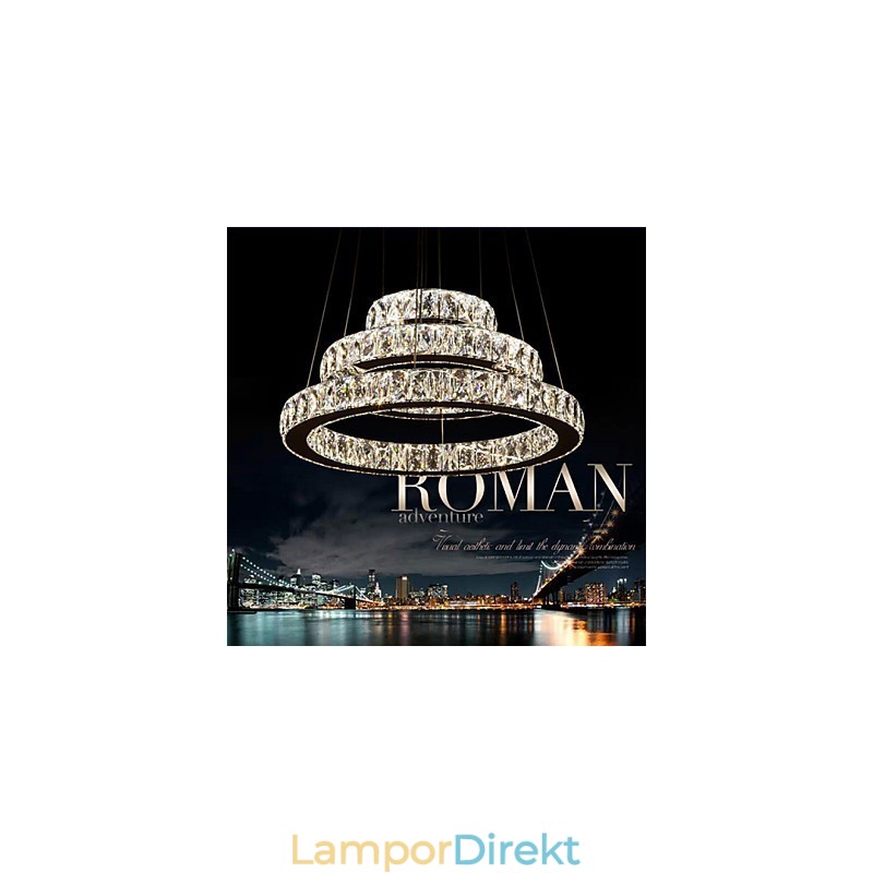 Taklampa Modern Belysning Varmvit Tre Ringar D204060 Transparent K9 Stora Taklampor I Kristall