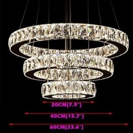 Taklampa Modern Belysning Varmvit Tre Ringar D204060 Transparent K9 Stora Taklampor I Kristall