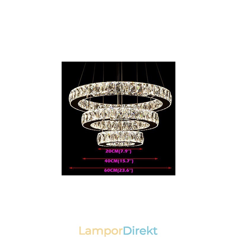Taklampa Modern Belysning Varmvit Tre Ringar D204060 Transparent K9 Stora Taklampor I Kristall
