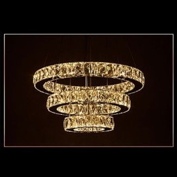 Taklampa Modern Belysning Varmvit Tre Ringar D204060 Transparent K9 Stora Taklampor I Kristall
