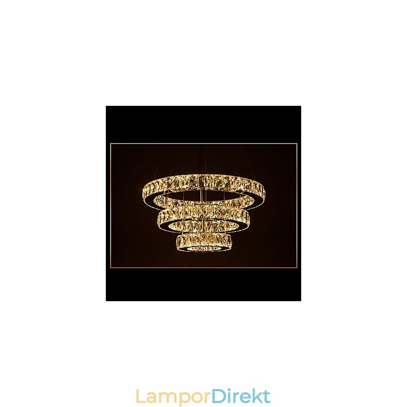 Taklampa Modern Belysning Varmvit Tre Ringar D204060 Transparent K9 Stora Taklampor I Kristall