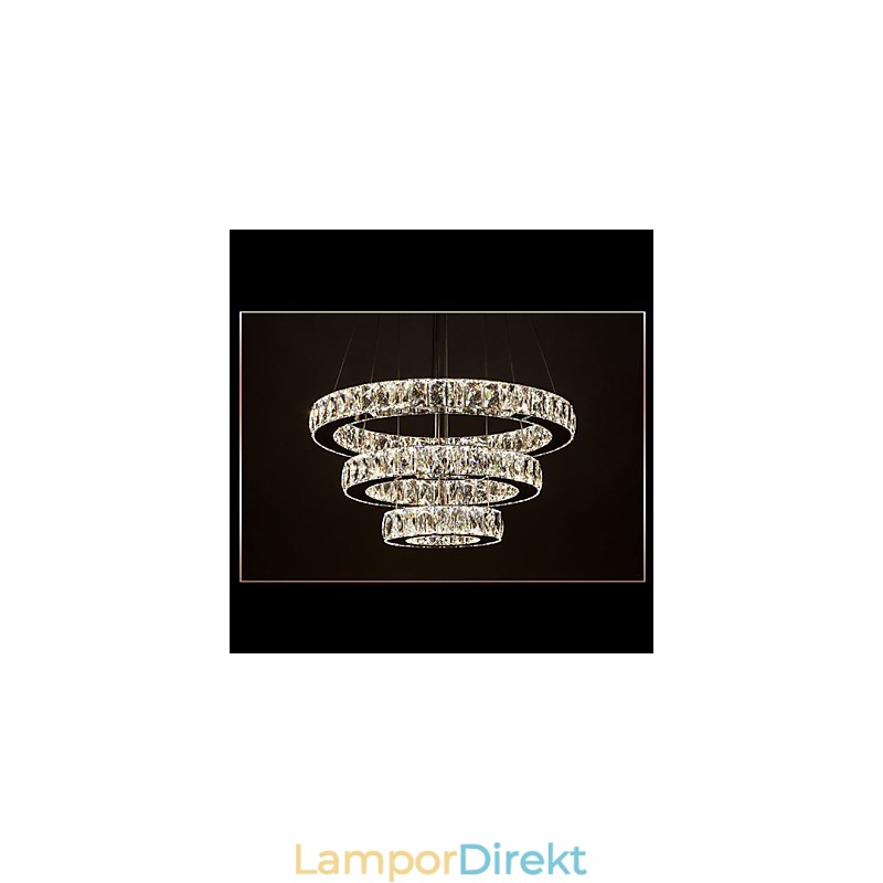 Taklampa Modern Belysning Varmvit Tre Ringar D204060 Transparent K9 Stora Taklampor I Kristall