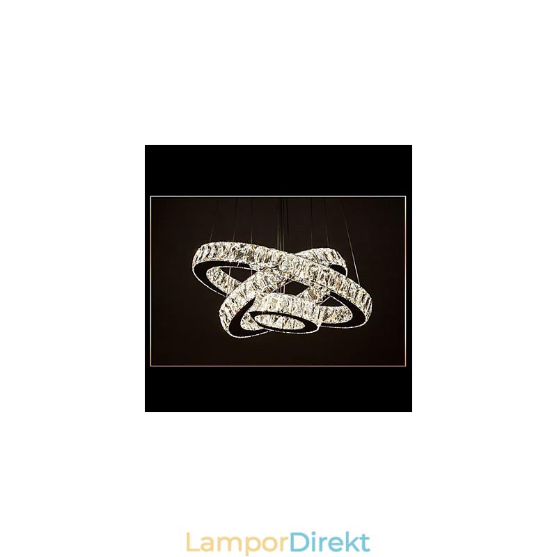 Taklampa Modern Belysning Varmvit Tre Ringar D204060 Transparent K9 Stora Taklampor I Kristall