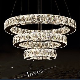 Taklampa Modern Belysning Varmvit Tre Ringar D204060 Transparent K9 Stora Taklampor I Kristall