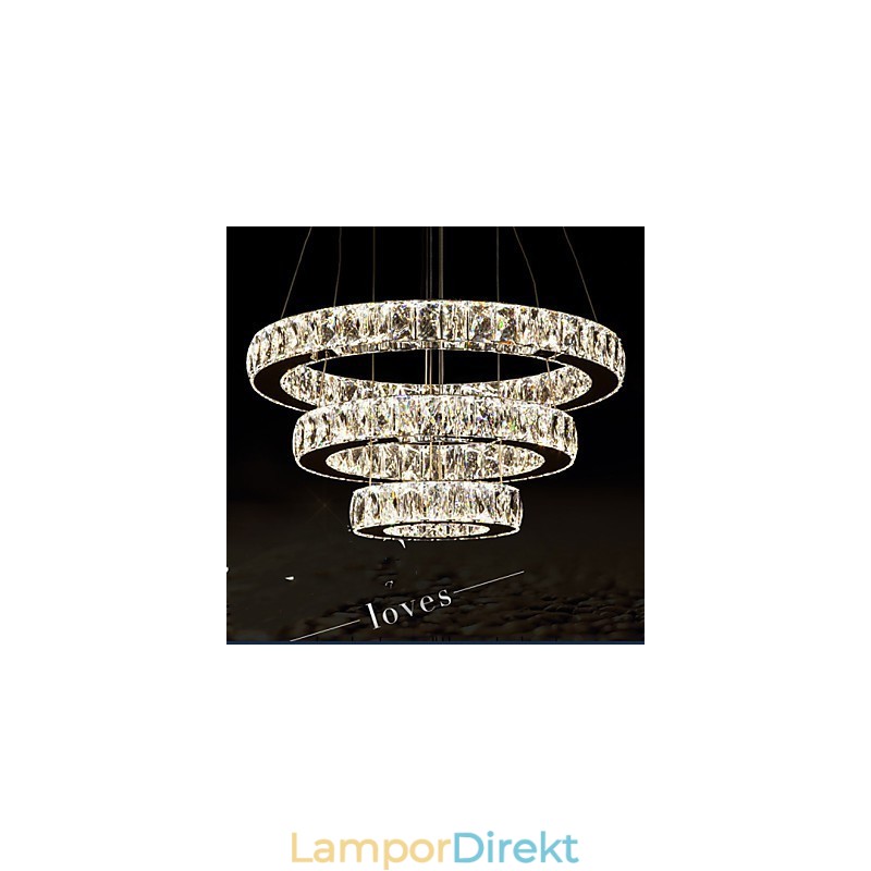 Taklampa Modern Belysning Varmvit Tre Ringar D204060 Transparent K9 Stora Taklampor I Kristall