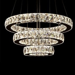 Taklampa Modern Belysning Varmvit Tre Ringar D204060 Transparent K9 Stora Taklampor I Kristall