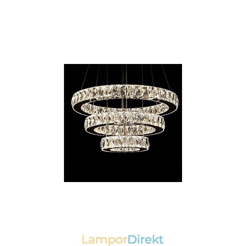 Taklampa Modern Belysning Varmvit Tre Ringar D204060 Transparent K9 Stora Taklampor I Kristall