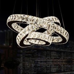 Taklampa Modern Belysning Varmvit Tre Ringar D204060 Transparent K9 Stora Taklampor I Kristall