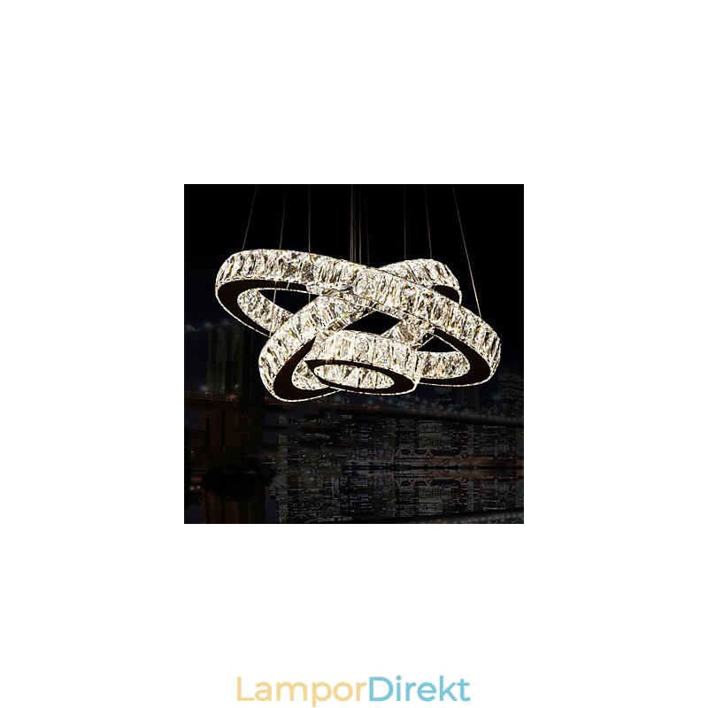 Taklampa Modern Belysning Varmvit Tre Ringar D204060 Transparent K9 Stora Taklampor I Kristall