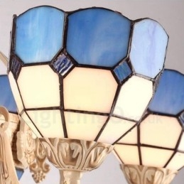 5 Ljus, Integrerad Metallkrona I Medelhavsstil Med Skärm I Glas